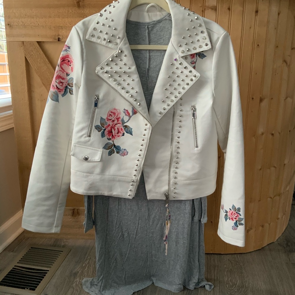 White Faux Leather Moto Jacket